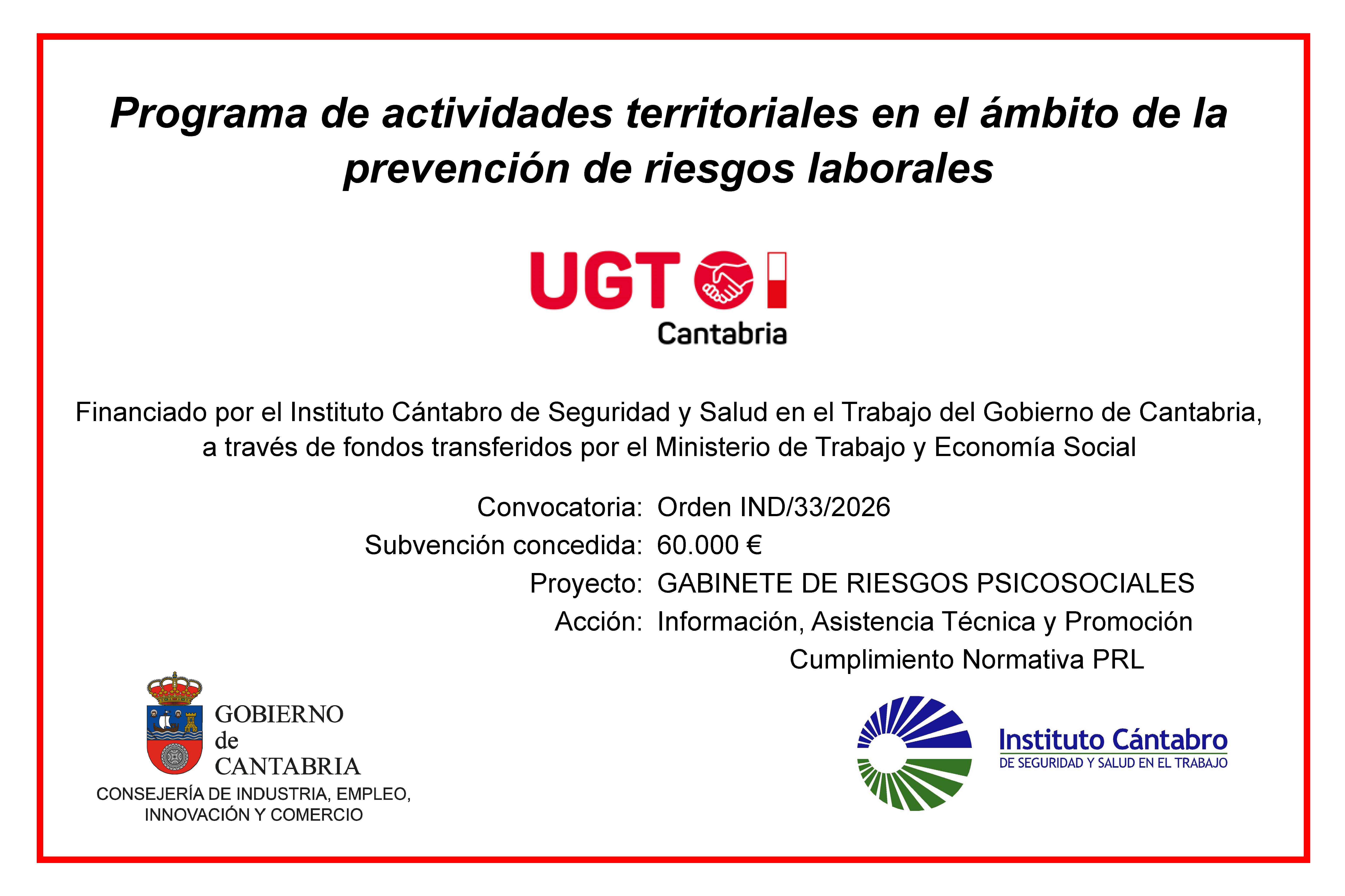 Programa de actividades territoriales en el ámbito de la prevención de riesgos laborales